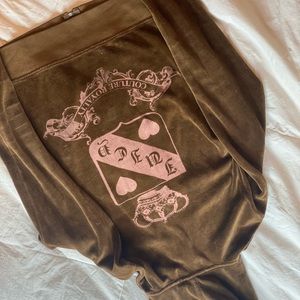 Juicy Couture Velour zip up jacket vintage brown with pink print design